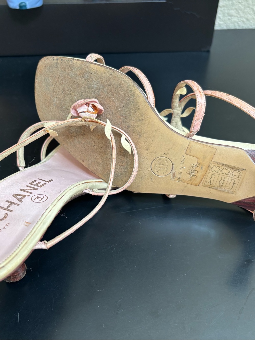 CHANEL Pink Strappy Kitten Heel Sandals - Picture 5 of 5